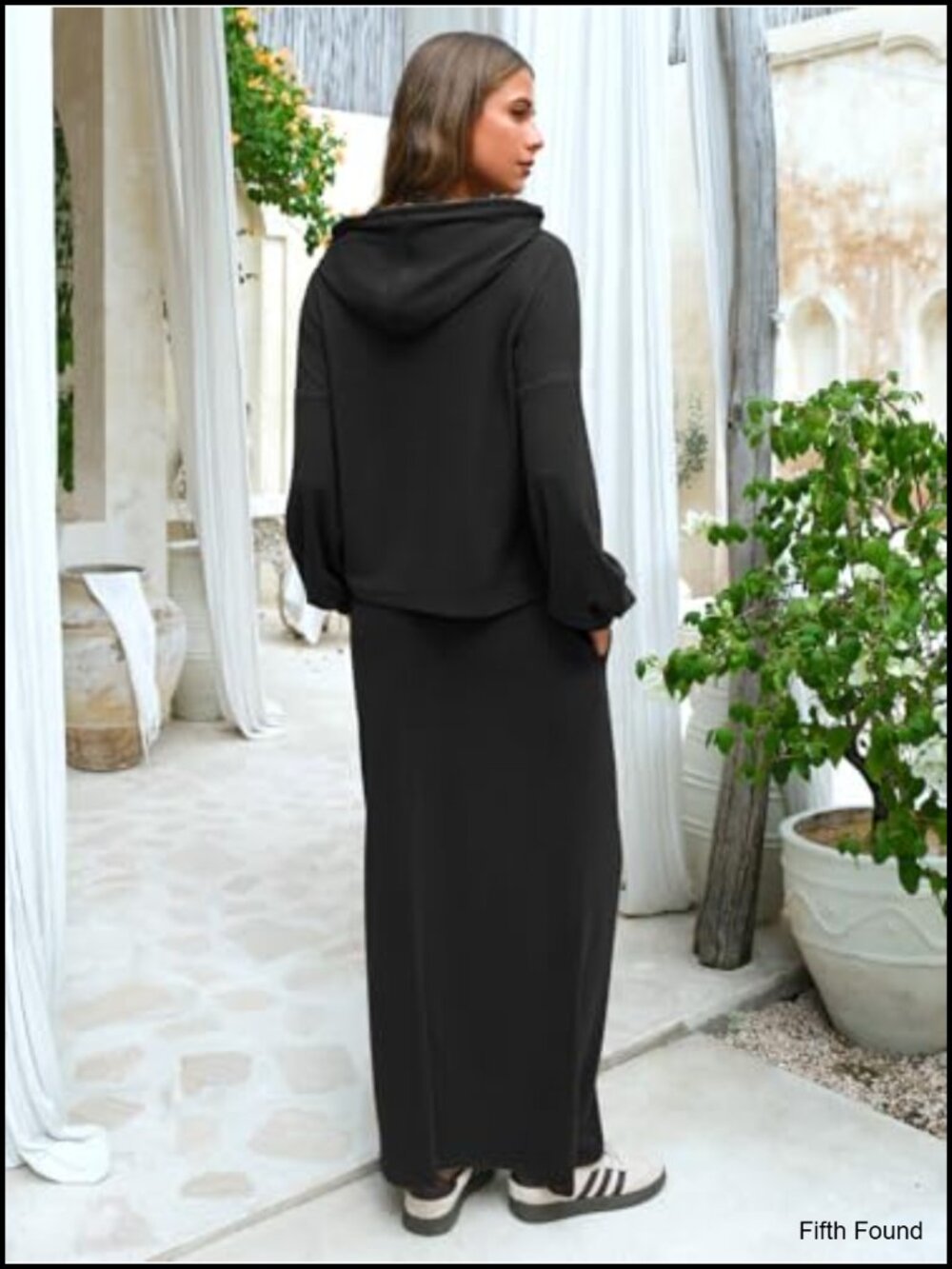 Women's 2 Piece Hoodie and Long Skirt Set 92% Polyester 8% Spandex - Picture 5 of 6